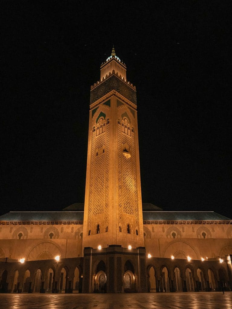 Mosquée Hassan II de nuit